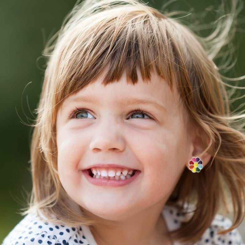 Asivsa 24 Pairs Hypoallergenic Stud Earrings for Girls Kids Cute Stainless Steel Earrings Fun Mushroom Butterfly Flower Rainbow Frog Earrings Set Jewelry for Little Girls Women - Image 4
